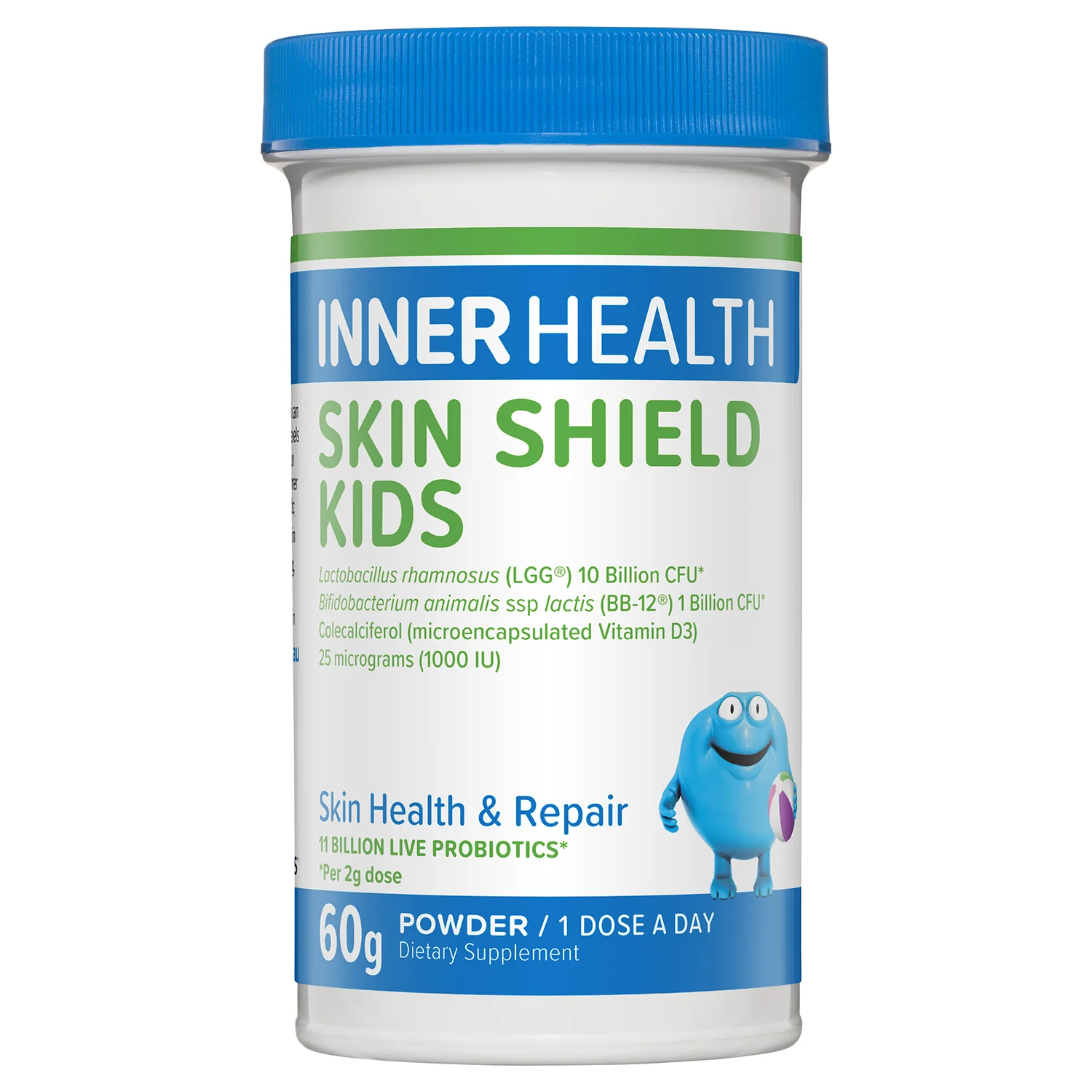 【全系列买三送高之源脂质VC胶囊】【秒杀特价】【儿童款】Inner Health Skin Shield Kids Probiotics 60g 澳洲茵澳斯儿童湿疹敏感皮肤bb12活性益生菌粉60克 保质期2026.11